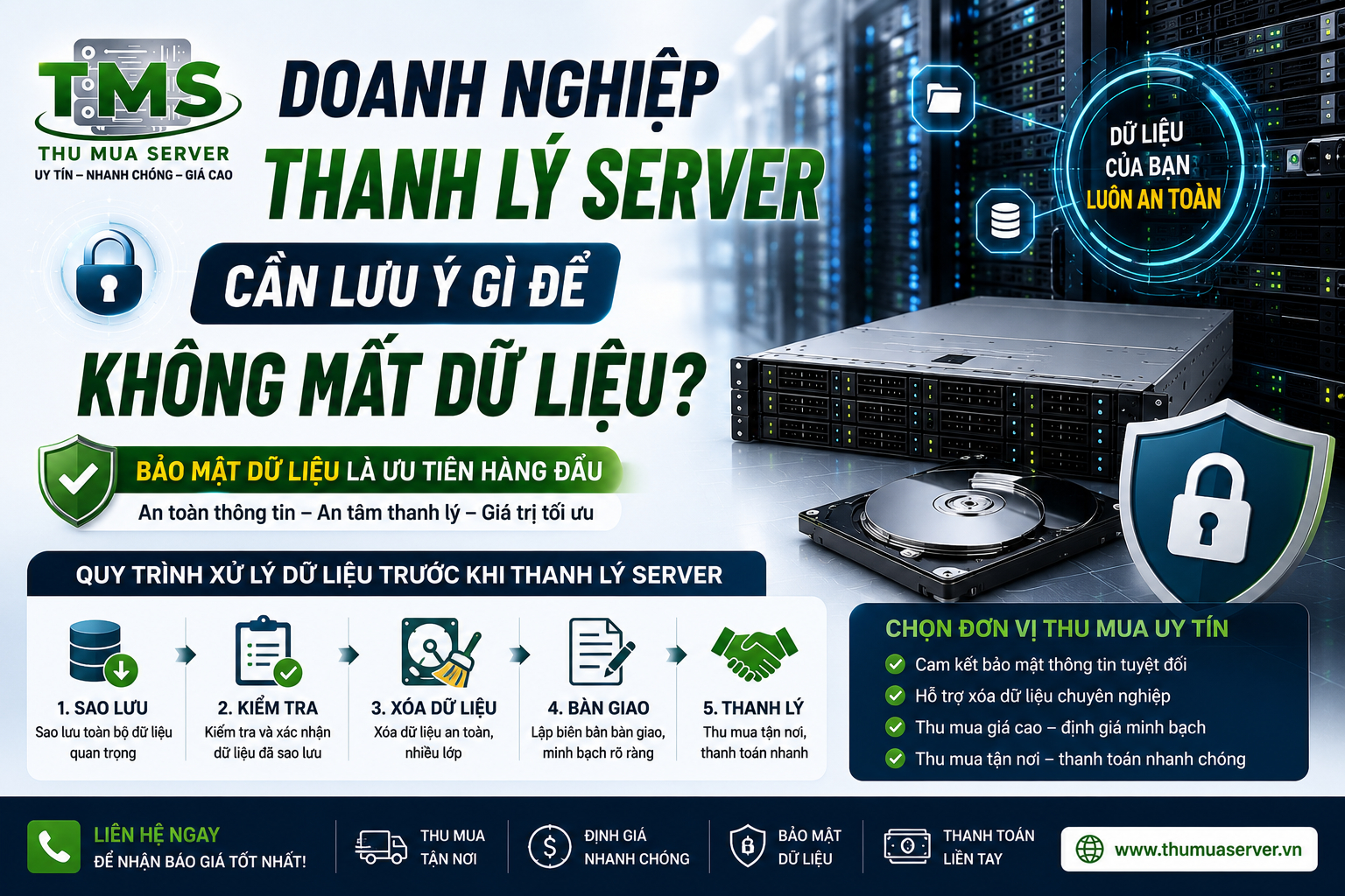 Doanh nghiệp thanh lý server cần lưu ý gì để không mất dữ liệu?