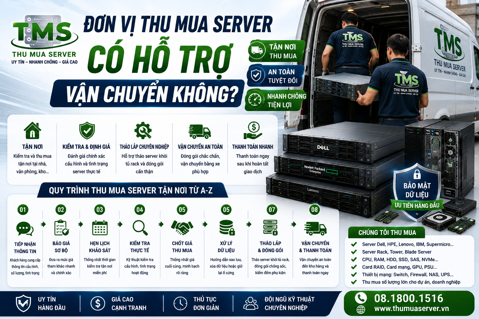 Đơn vị thu mua server có hỗ trợ vận chuyển không?